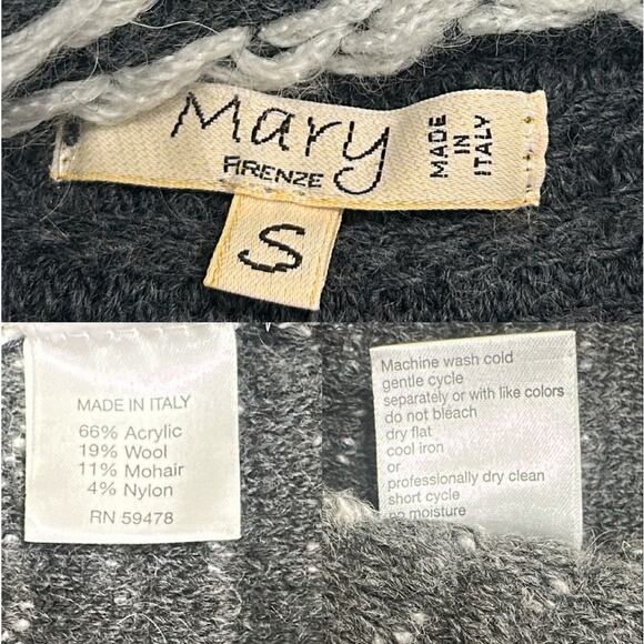 Mary Firenze Anthropologie Gray White Stripe Wool Mohair Blend Wrap Cardigan S - Picture 9 of 9